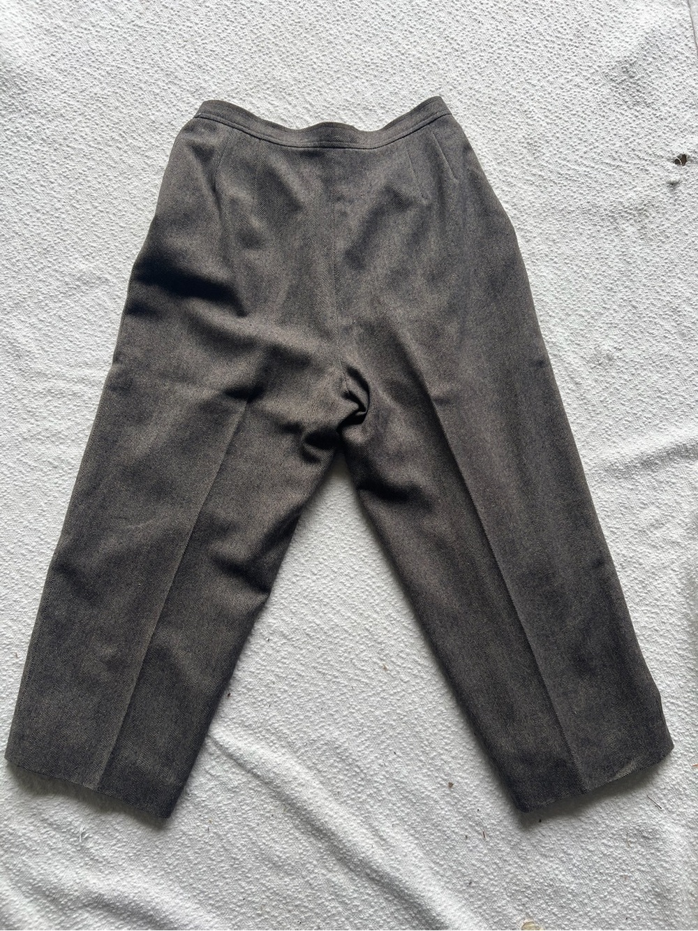 VTG Pendleton 100% Virgin Wool Herringbone Trousers Grey Brown Petite 14